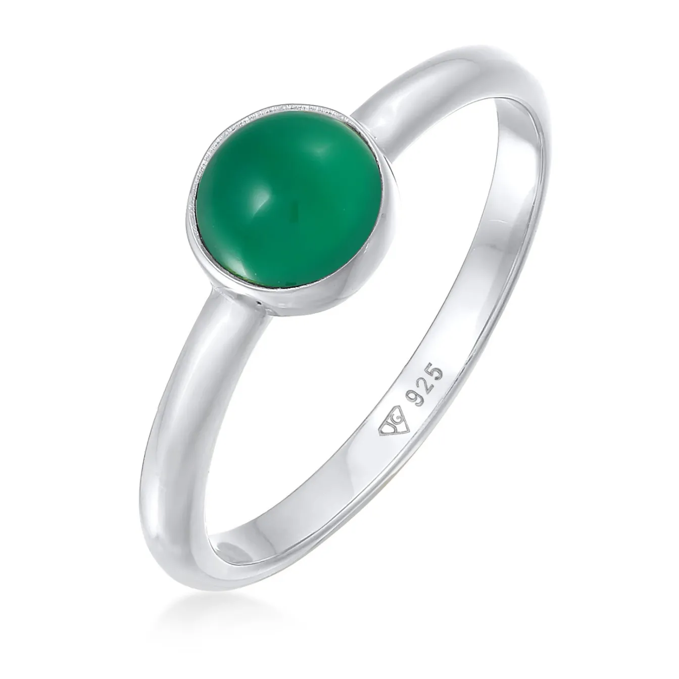 Elli "Solitär-Ring | Achat (Grün)< Vergoldet|Ringe