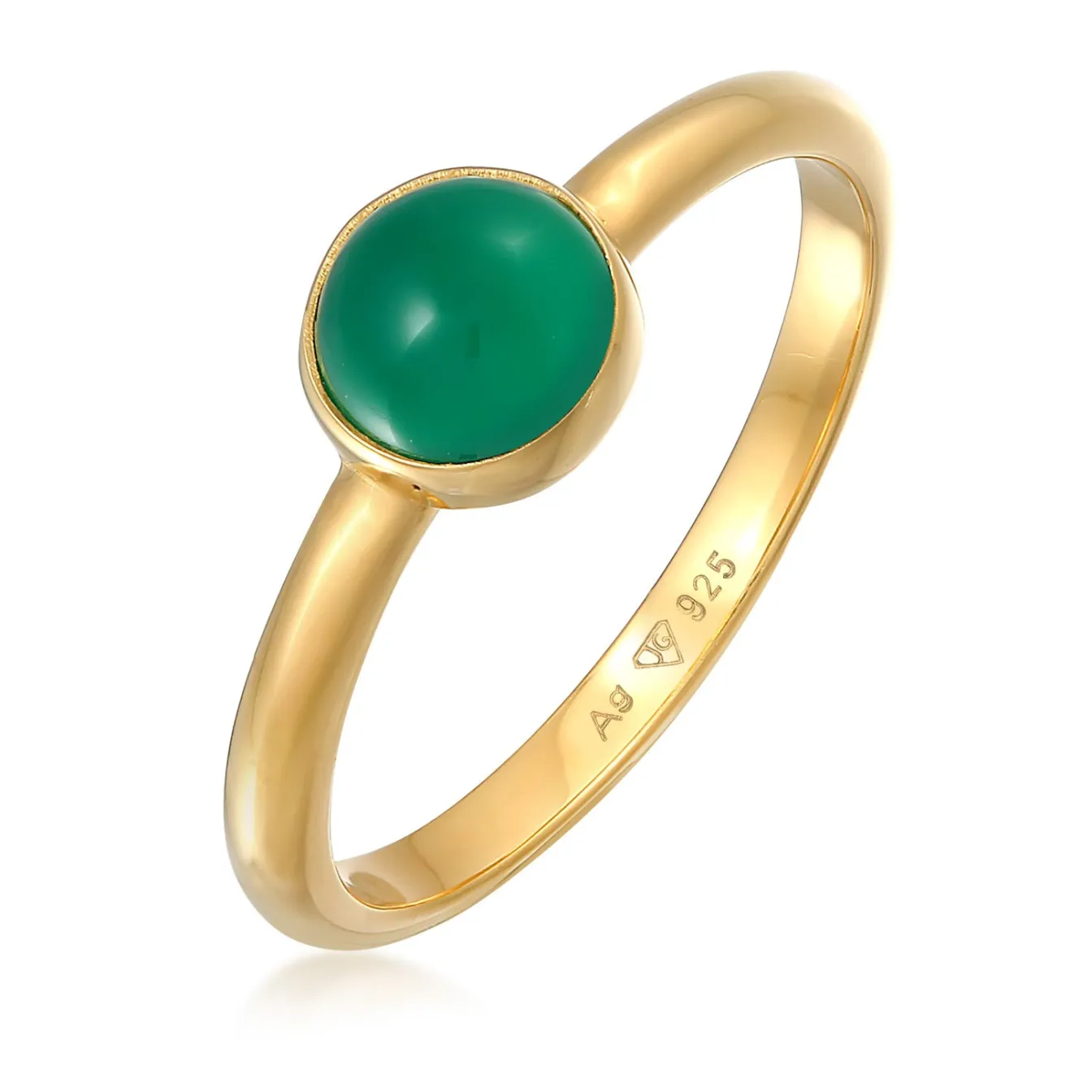 Elli "Solitär-Ring | Achat (Grün)< Vergoldet|Ringe