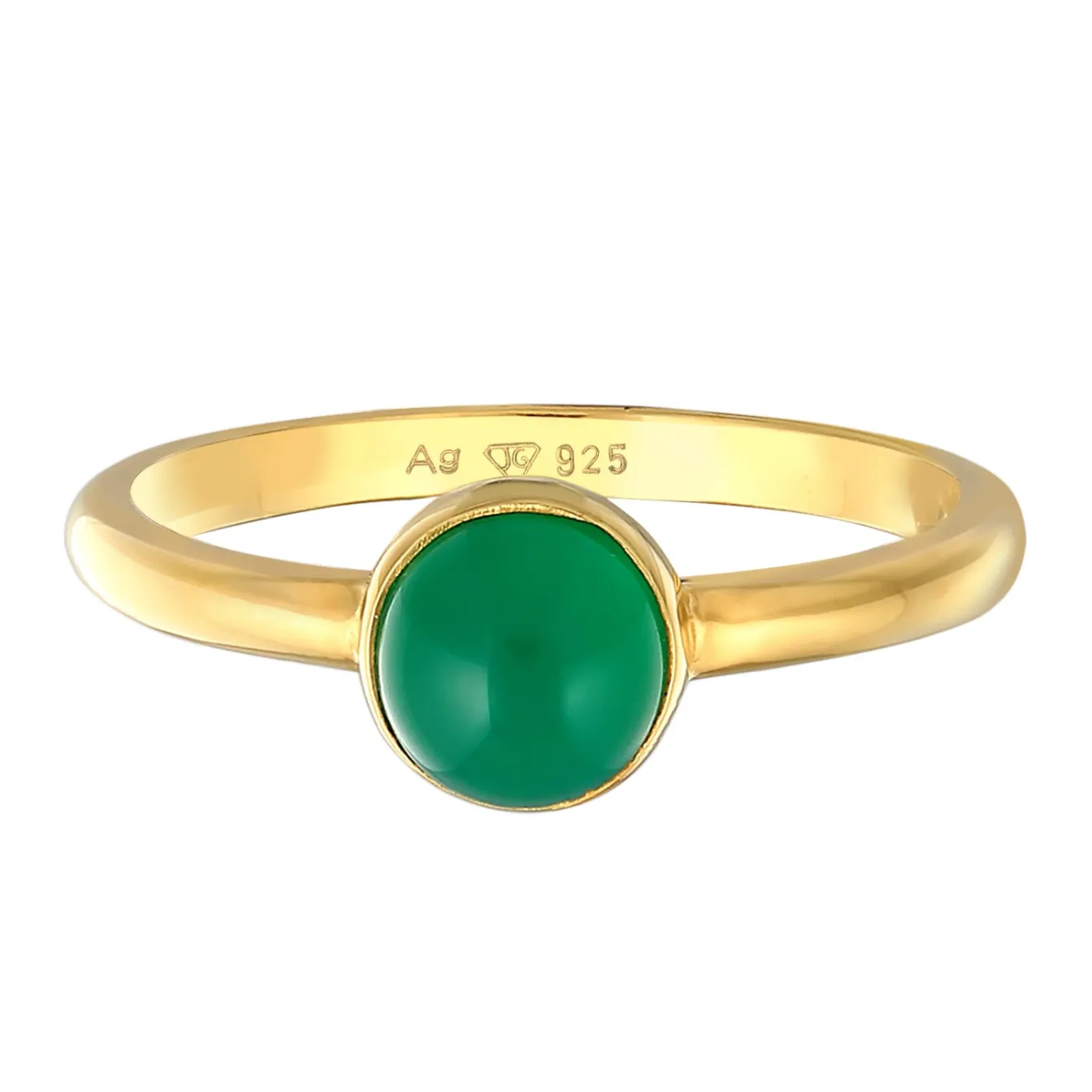 Elli "Solitär-Ring | Achat (Grün)< Vergoldet|Ringe