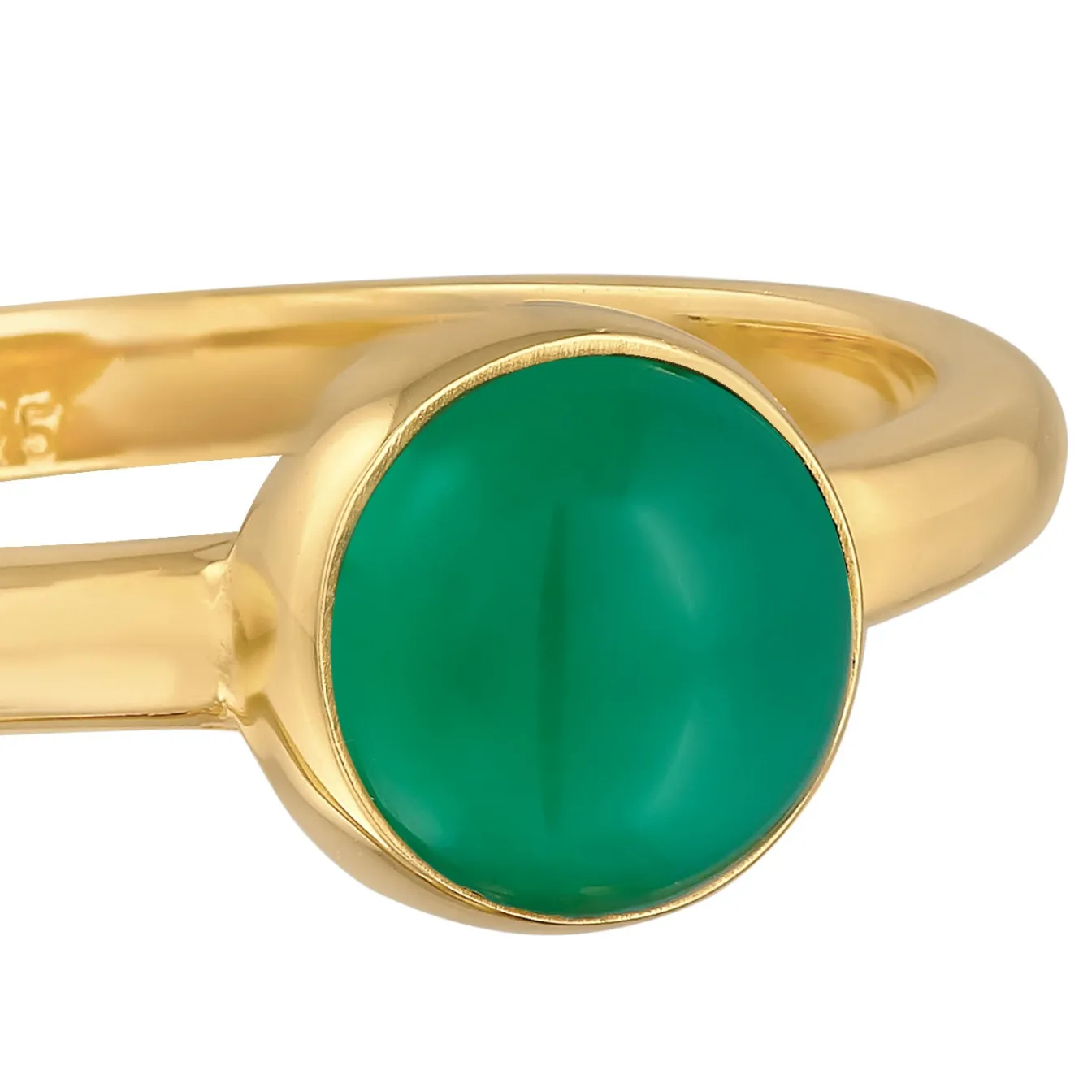 Elli "Solitär-Ring | Achat (Grün)< Vergoldet|Ringe