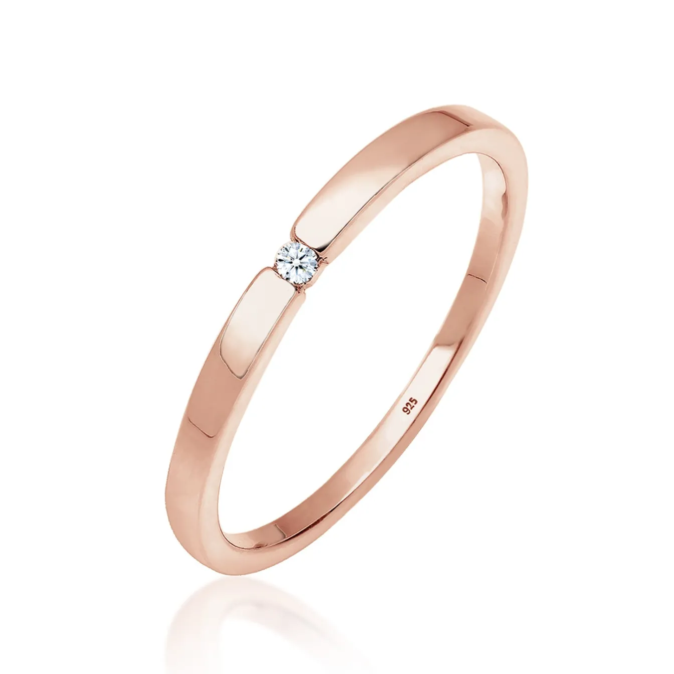 Elli "Solitär-Ring | Diamant ( Weiß, 0,015 ct )< Roségold|Ringe