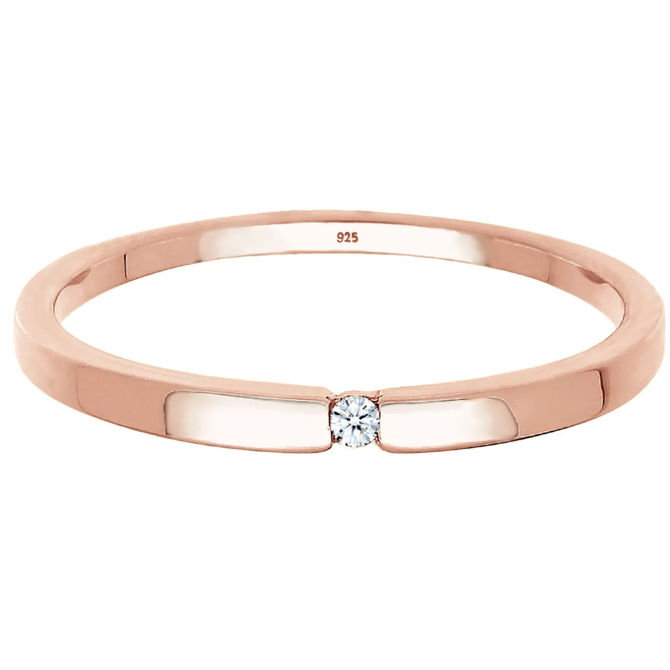 Elli "Solitär-Ring | Diamant ( Weiß, 0,015 ct )< Roségold|Ringe
