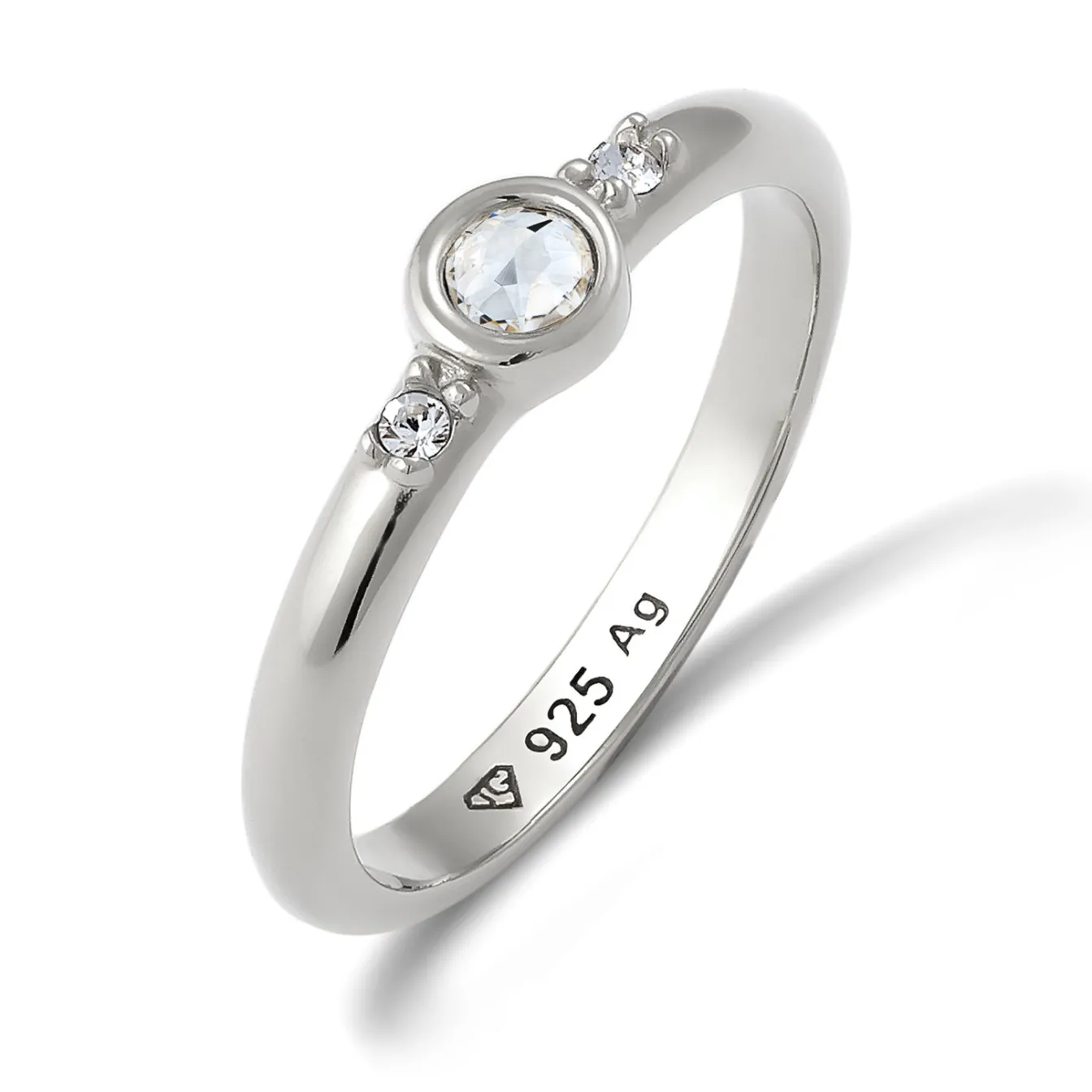 Elli "Solitär-Ring | Glas Kristalle (Weiß)< Vergoldet|Ringe