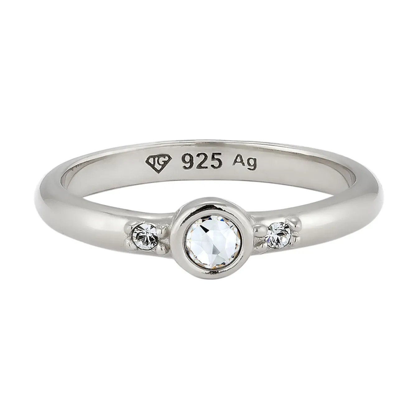 Elli "Solitär-Ring | Glas Kristalle (Weiß)< Vergoldet|Ringe