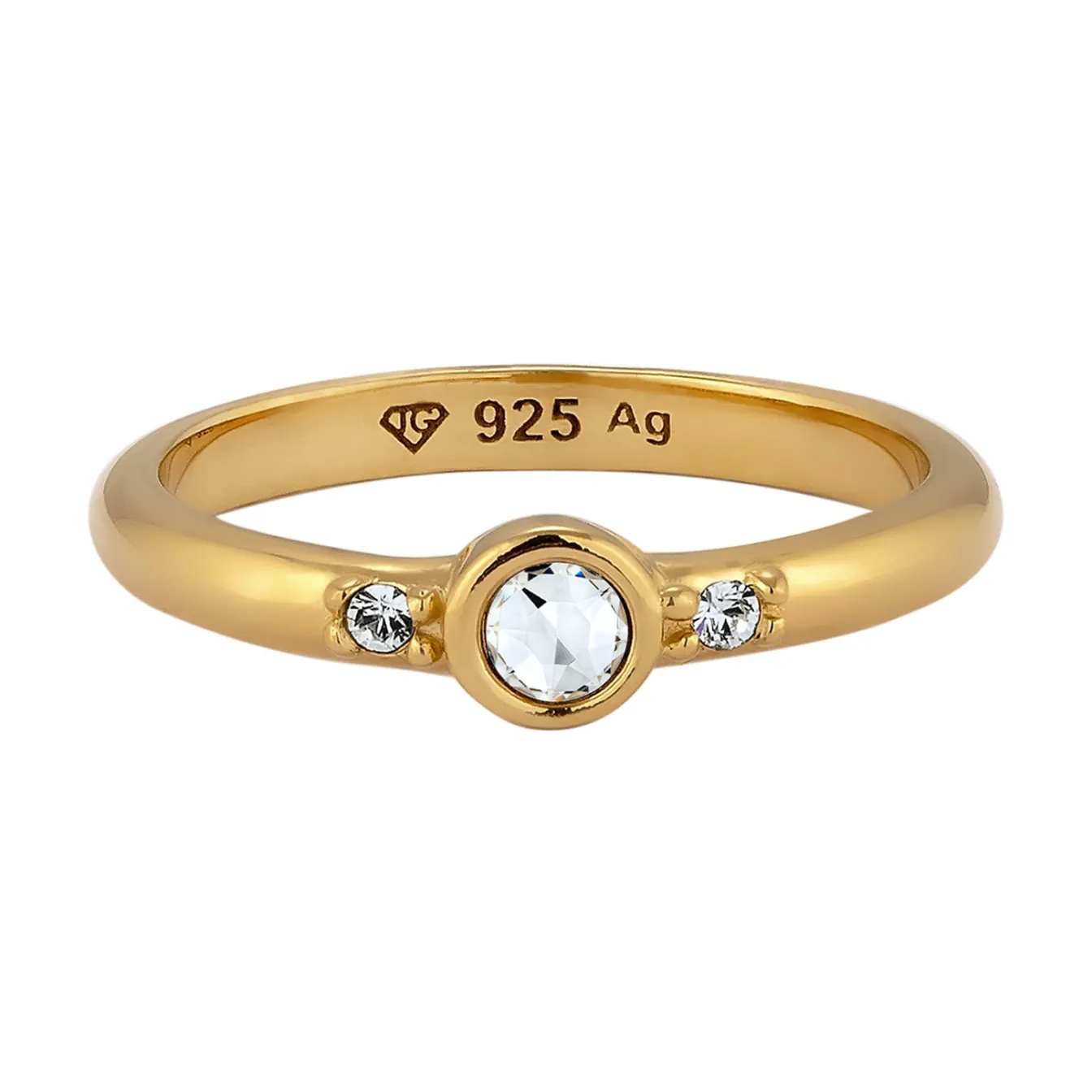 Elli "Solitär-Ring | Glas Kristalle (Weiß)< Vergoldet|Ringe