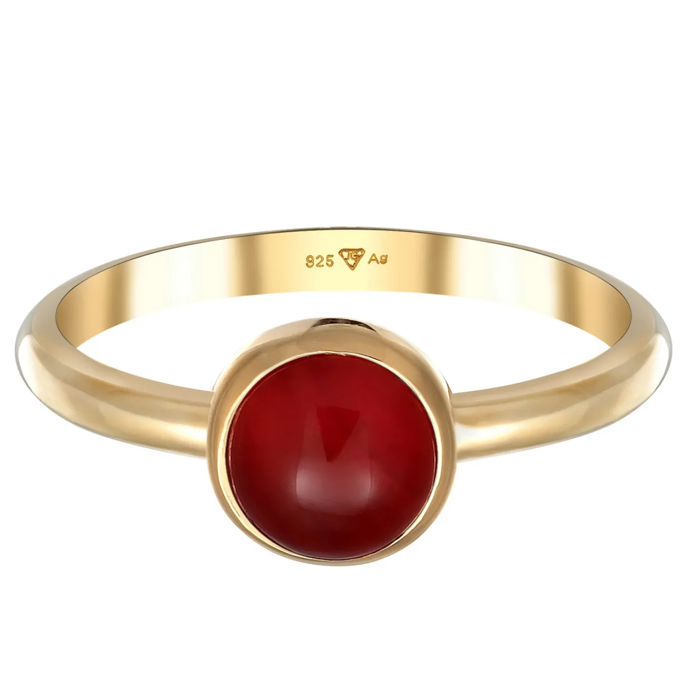 Elli "Solitär-ring | Karneol (Rot)< Vergoldet|Ringe