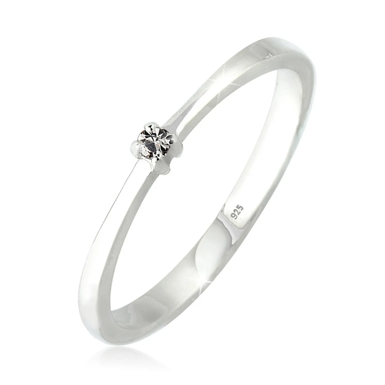Elli "Solitär-Ring | Kristall ( Grau )< Roségold|Vergoldet
