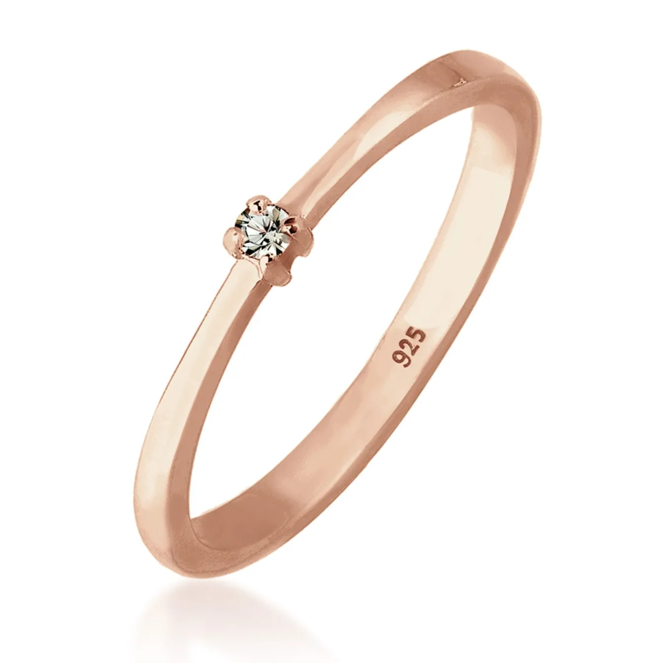Elli "Solitär-Ring | Kristall ( Grau )< Roségold|Vergoldet