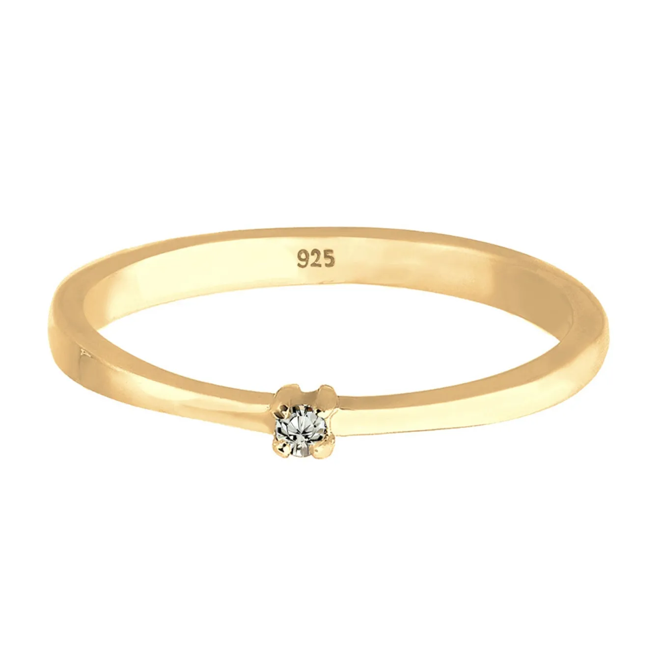 Elli "Solitär-Ring | Kristall ( Grau )< Roségold|Vergoldet