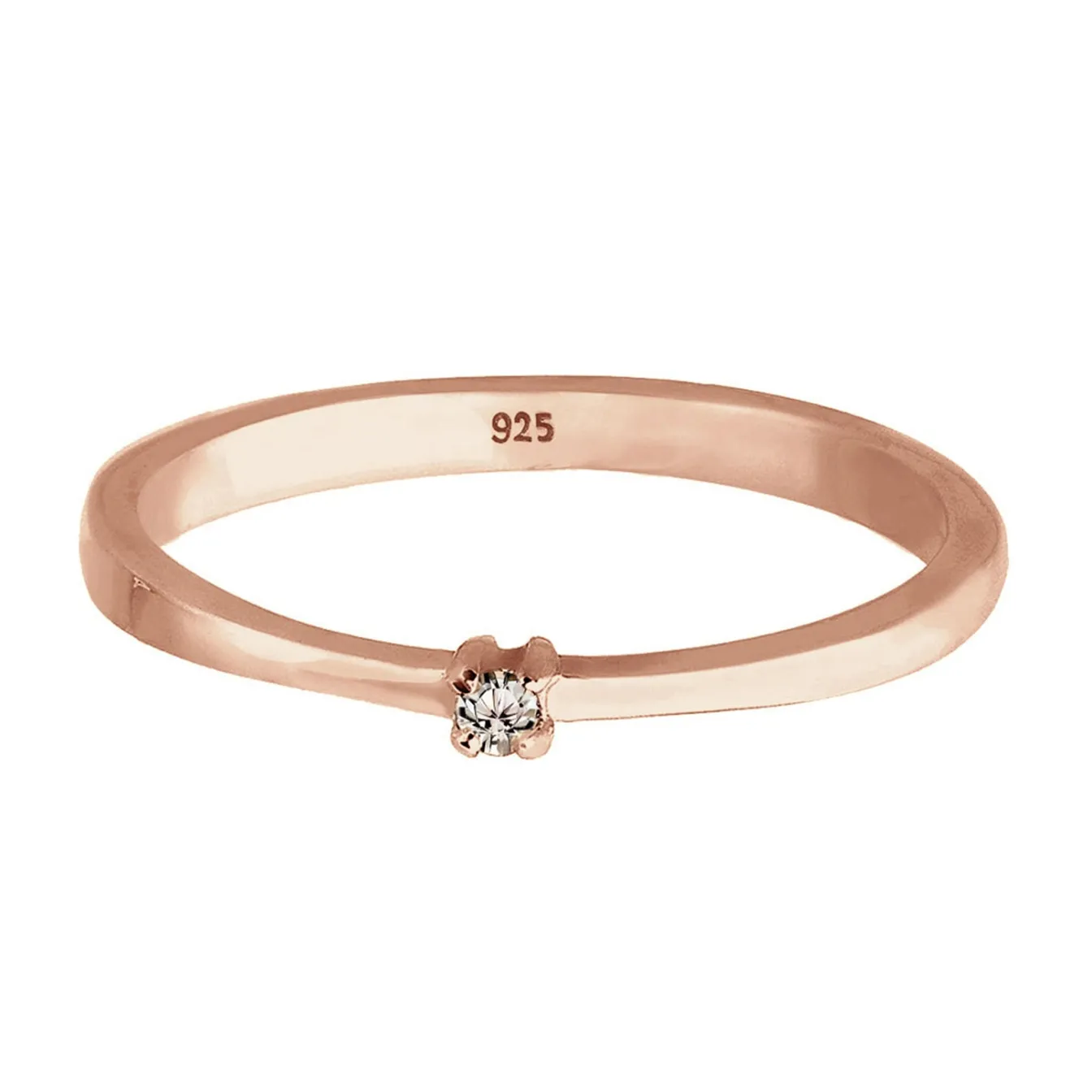 Elli "Solitär-Ring | Kristall ( Grau )< Roségold|Vergoldet