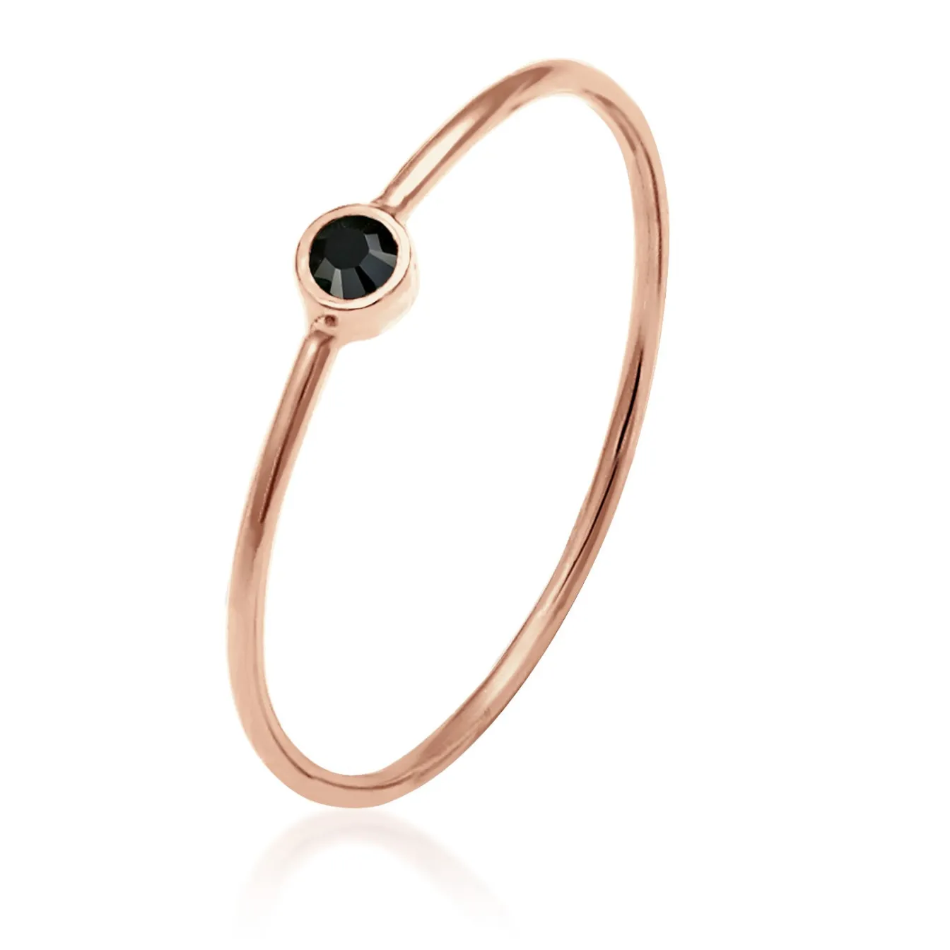 Elli "Solitär-Ring | Kristall ( Schwarz )< Roségold|Ringe