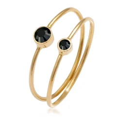 Elli "Solitär-Ring | Kristall ( Schwarz )< Roségold|Ringe