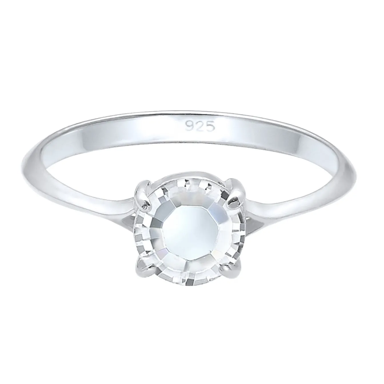 Elli "Solitär-Ring | Kristall ( Weiß )< Ringe|Silber