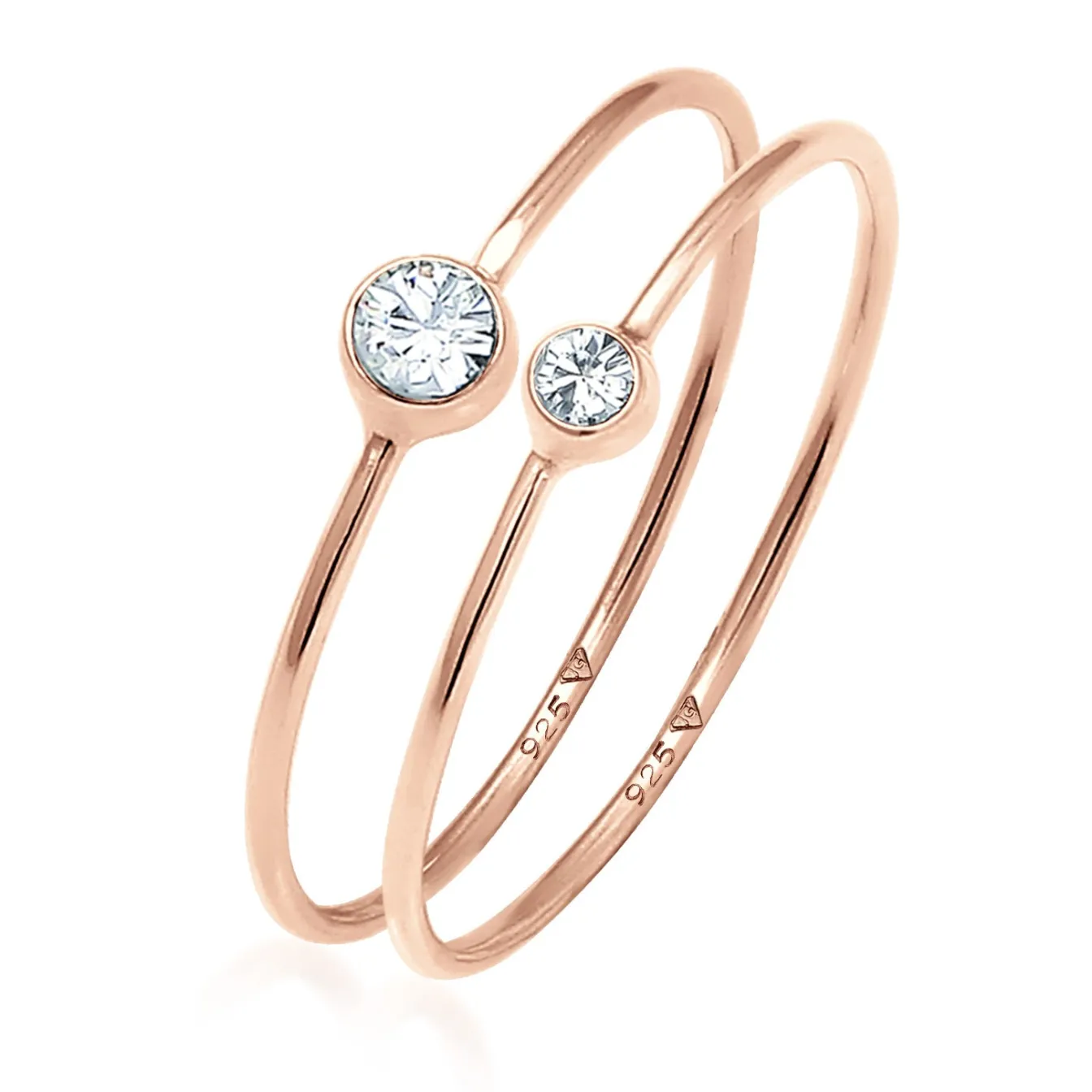Elli "Solitär-Ring | Kristall ( Weiß )< Roségold|Ringe