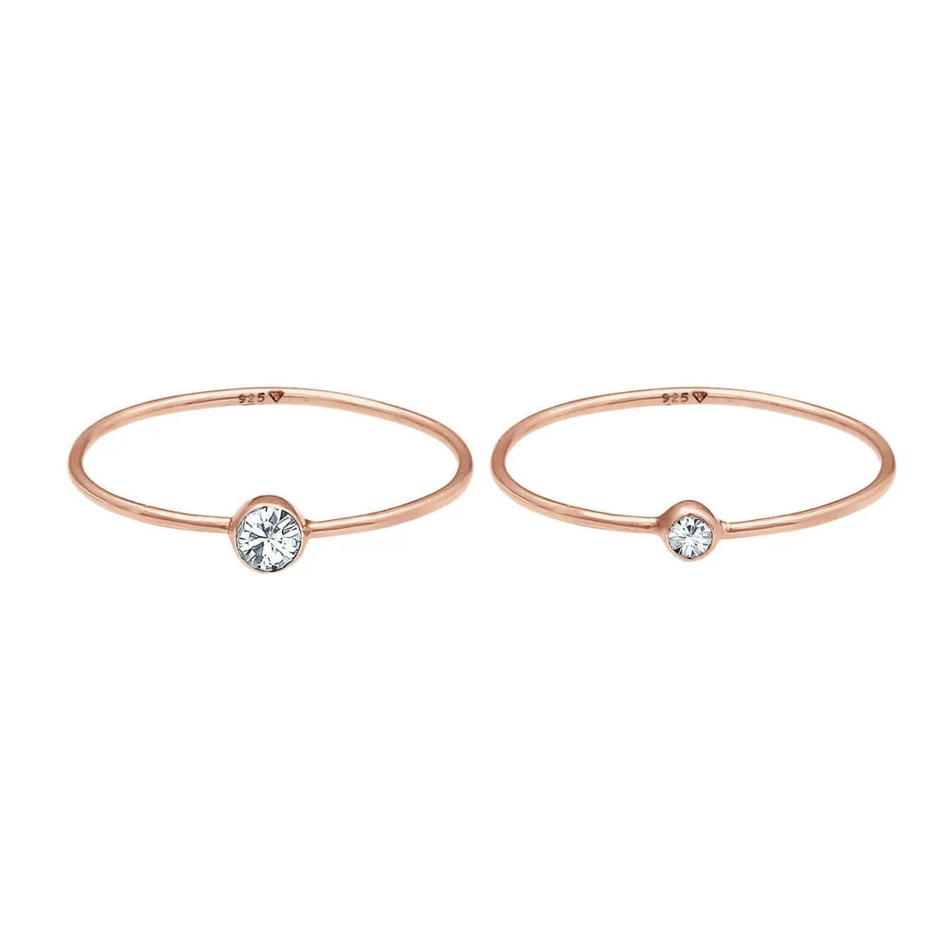 Elli "Solitär-Ring | Kristall ( Weiß )< Roségold|Ringe