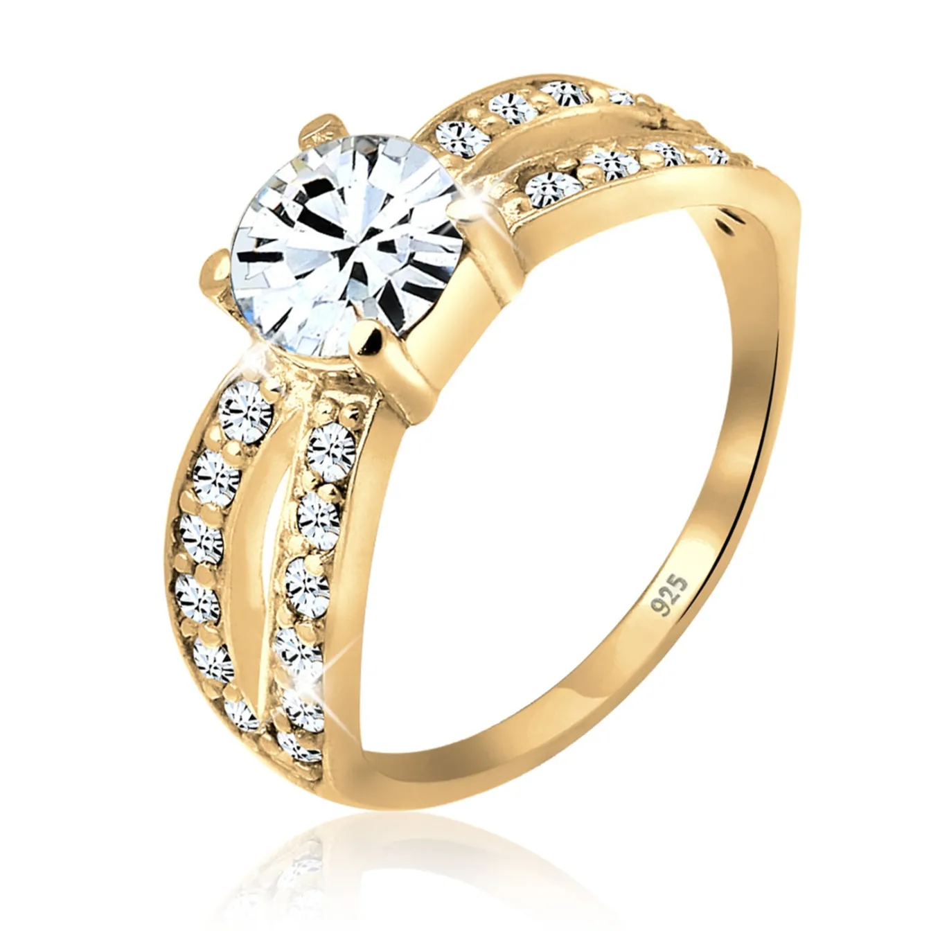 Elli "Solitär-Ring | Kristall ( Weiß )< Roségold|Ringe