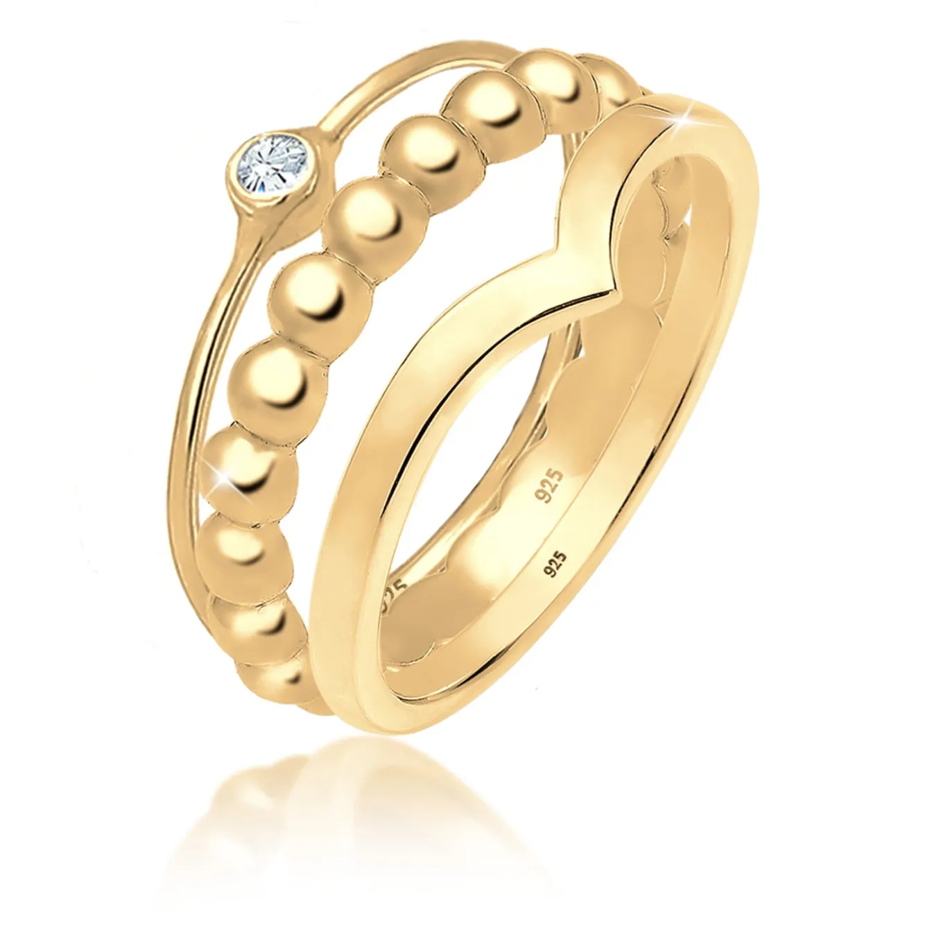 Elli "Solitär-Ring | Kristall (Weiß)< Ringe|Vergoldet