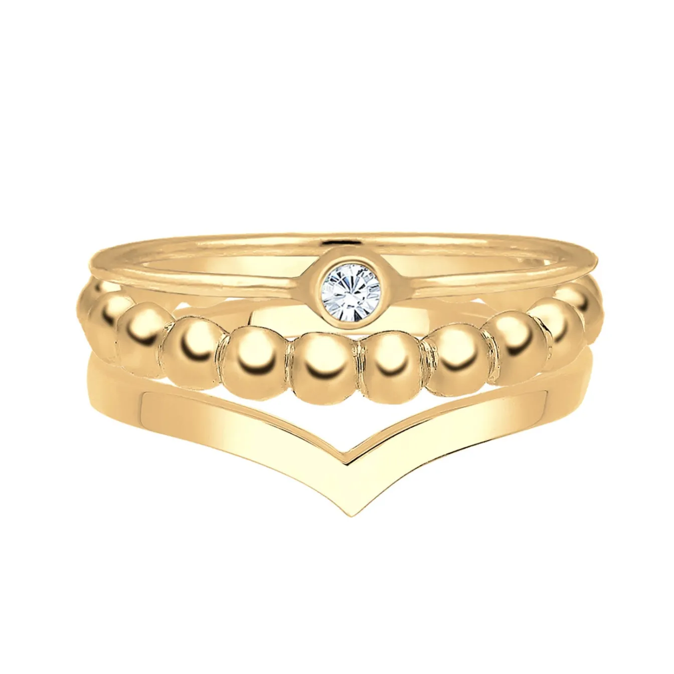Elli "Solitär-Ring | Kristall (Weiß)< Ringe|Vergoldet