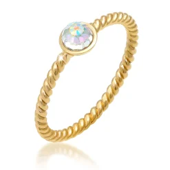 Elli "Solitär-Ring | Kristall (Weiß)< Ringe|Vergoldet