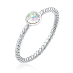 Elli "Solitär-Ring | Kristall (Weiß)< Ringe|Vergoldet