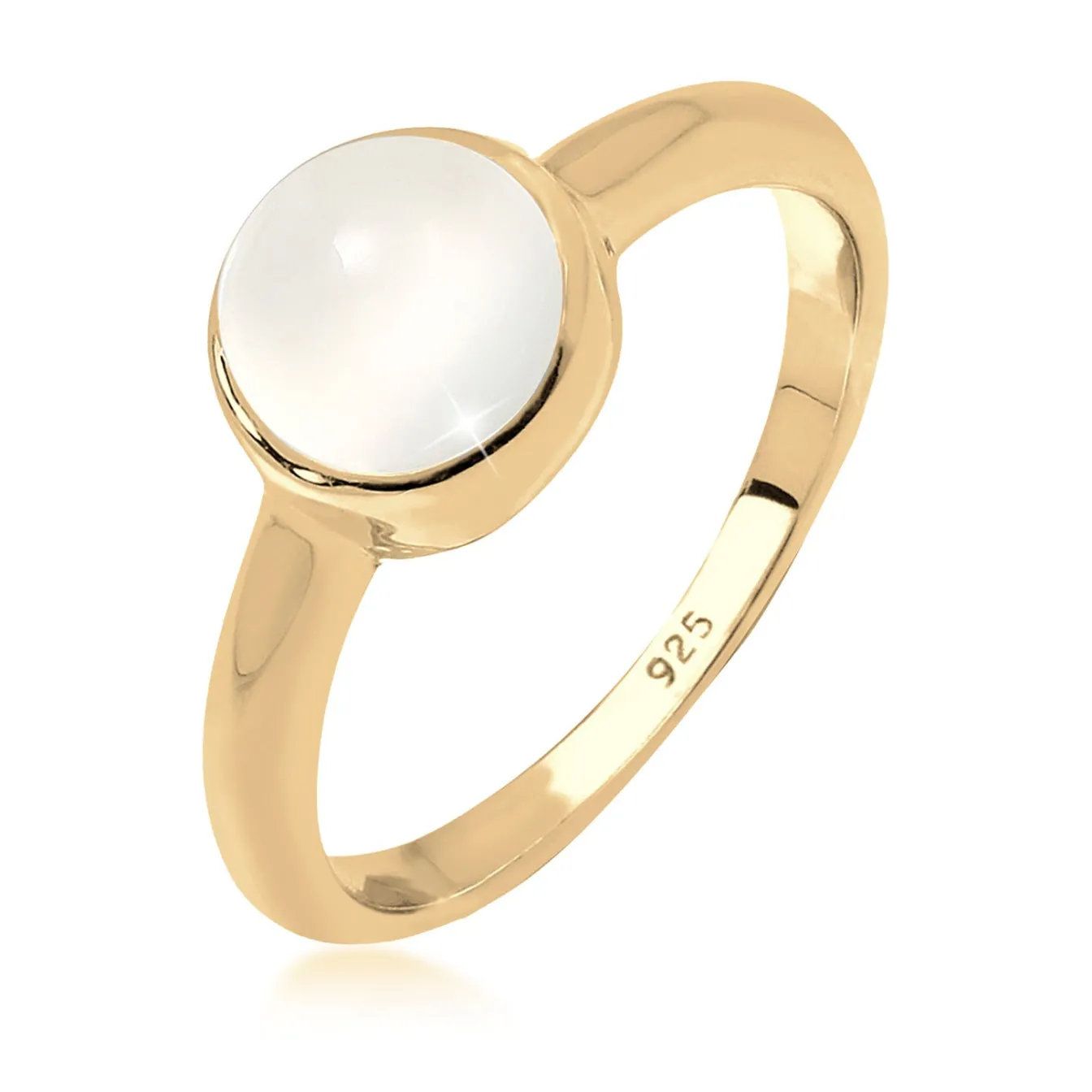 Elli "Solitär-Ring | Mondstein ( Weiß )< Roségold|Ringe