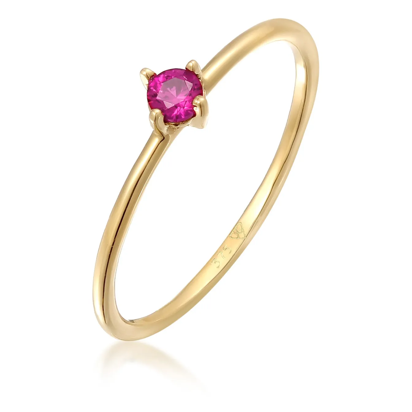 Elli "Solitär-Ring | Synthetischer Rubin (Pink)< Ringe|Echtgold