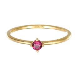 Elli "Solitär-Ring | Synthetischer Rubin (Pink)< Ringe|Echtgold
