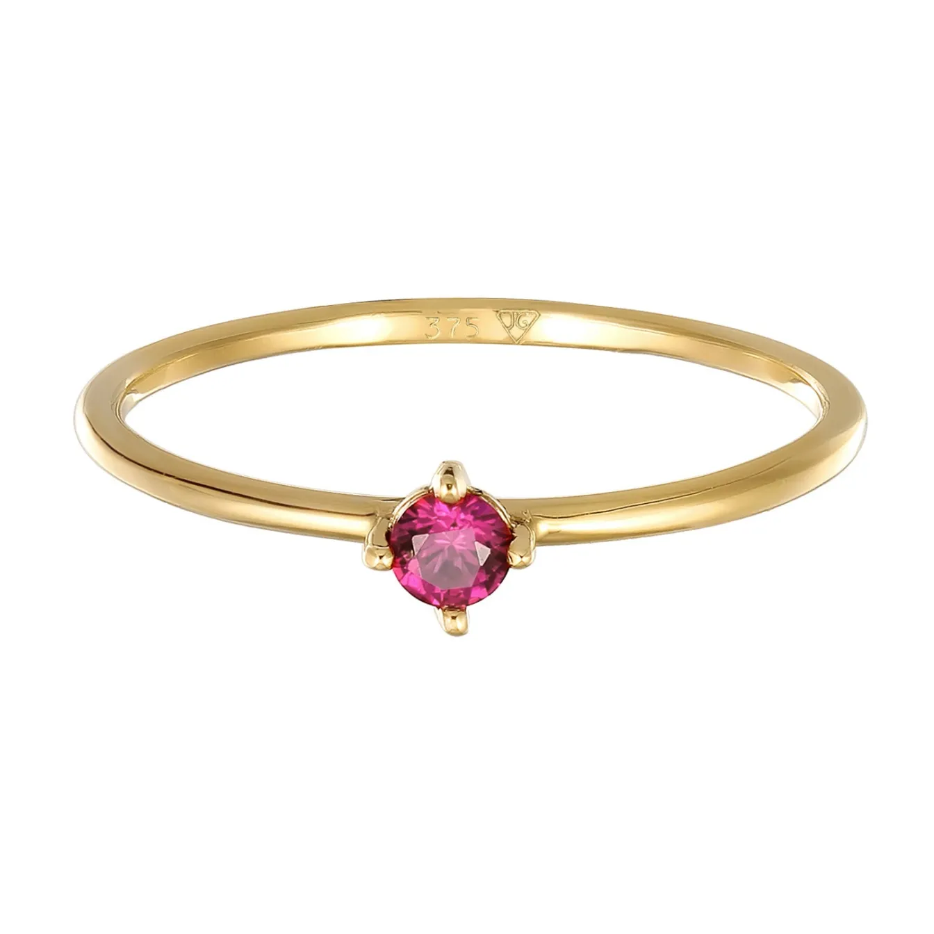 Elli "Solitär-Ring | Synthetischer Rubin (Pink)< Ringe|Echtgold