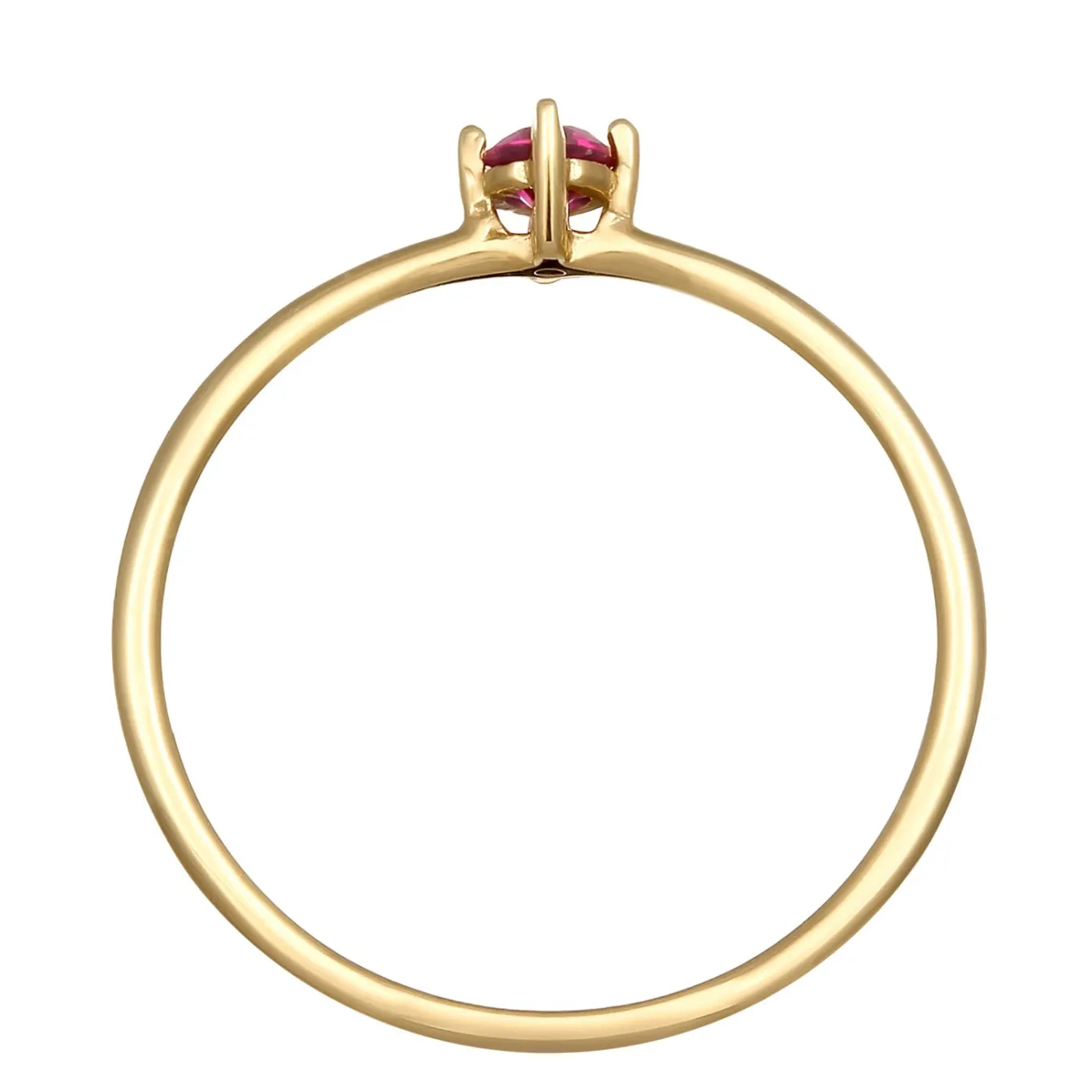 Elli "Solitär-Ring | Synthetischer Rubin (Pink)< Ringe|Echtgold