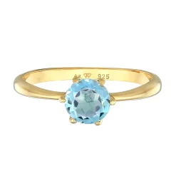 Elli "Solitär-Ring | Topas (Hellblau)< Ringe|Vergoldet