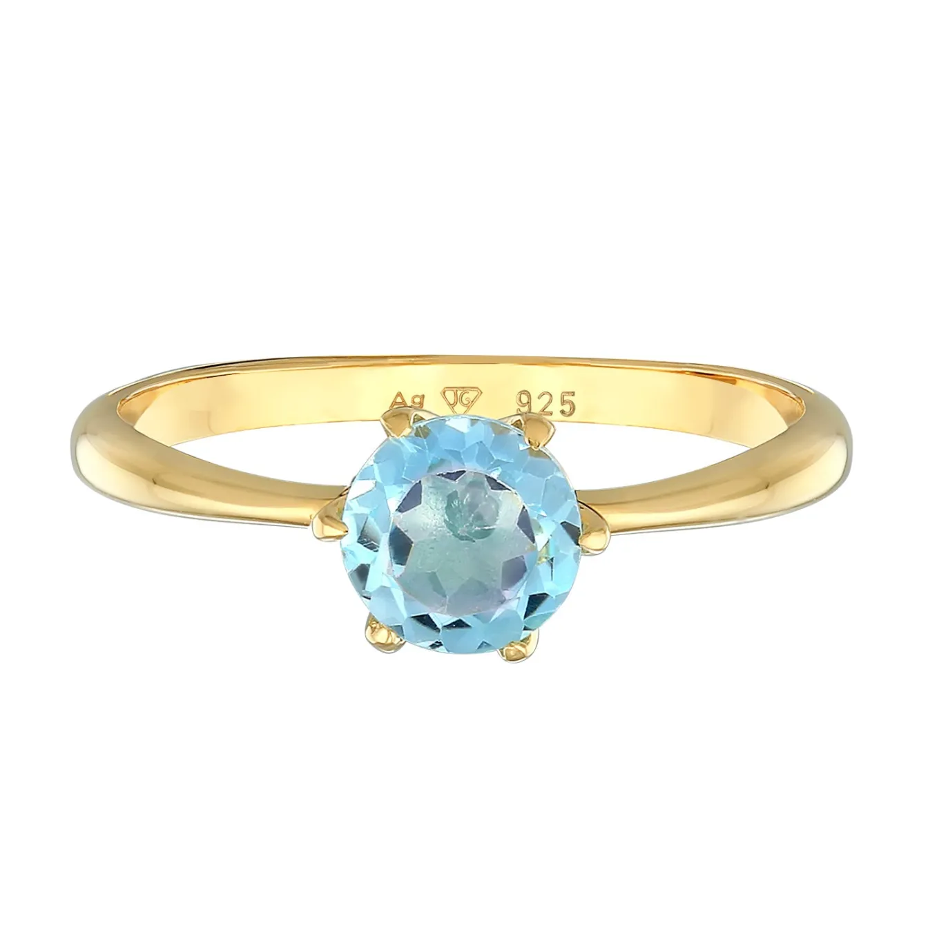 Elli "Solitär-Ring | Topas (Hellblau)< Ringe|Vergoldet