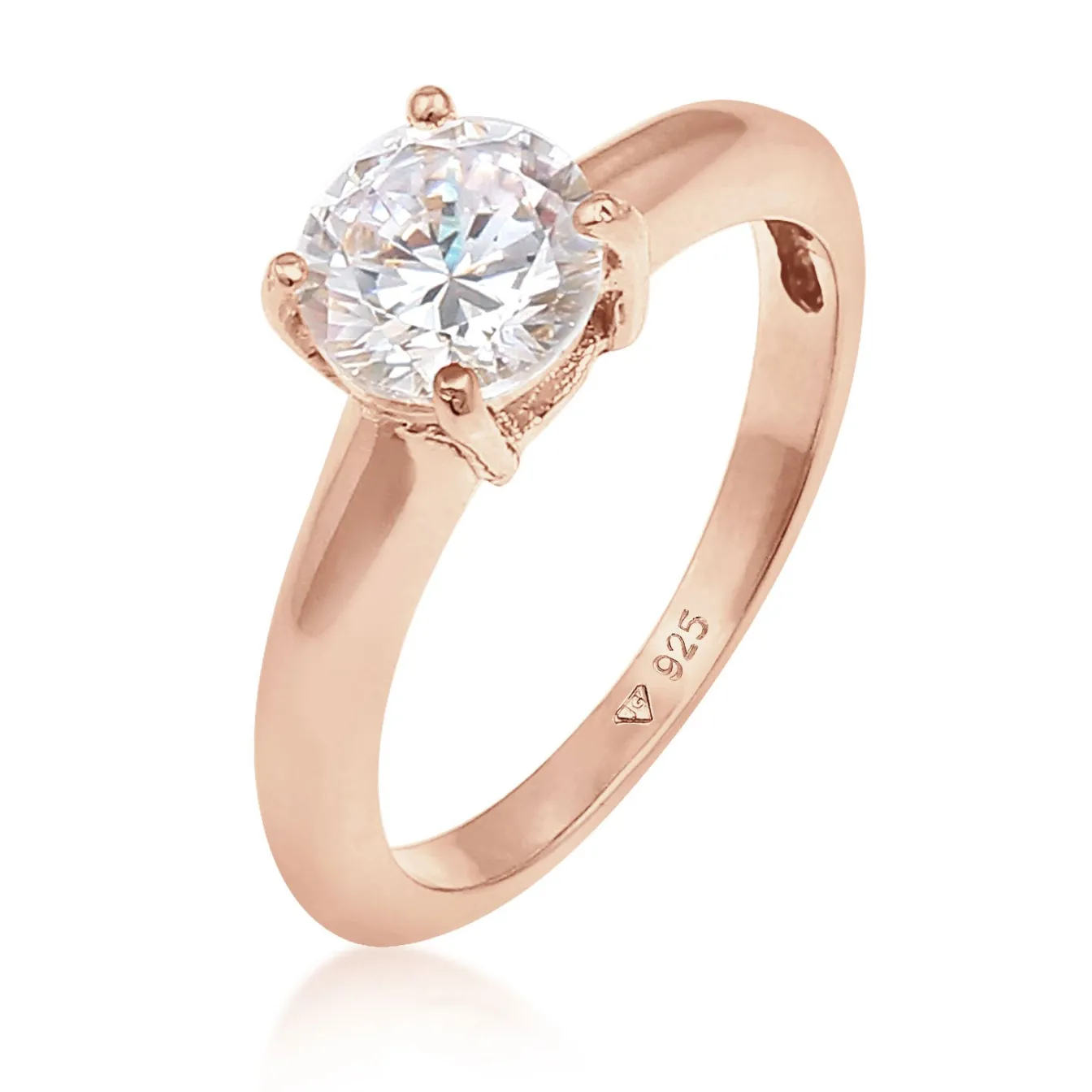 Elli "Solitär-Ring | Zirkonia ( Weiß )< Roségold|Ringe
