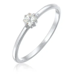 Elli "Solitär-Ring | Zirkonia Kristall (Weiß)< Ringe|Silber