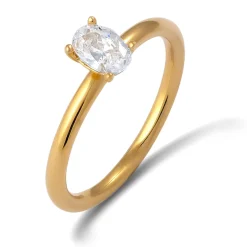 Elli "Solitär-Ring | Zirkonia (Weiß)< Vergoldet|Ringe