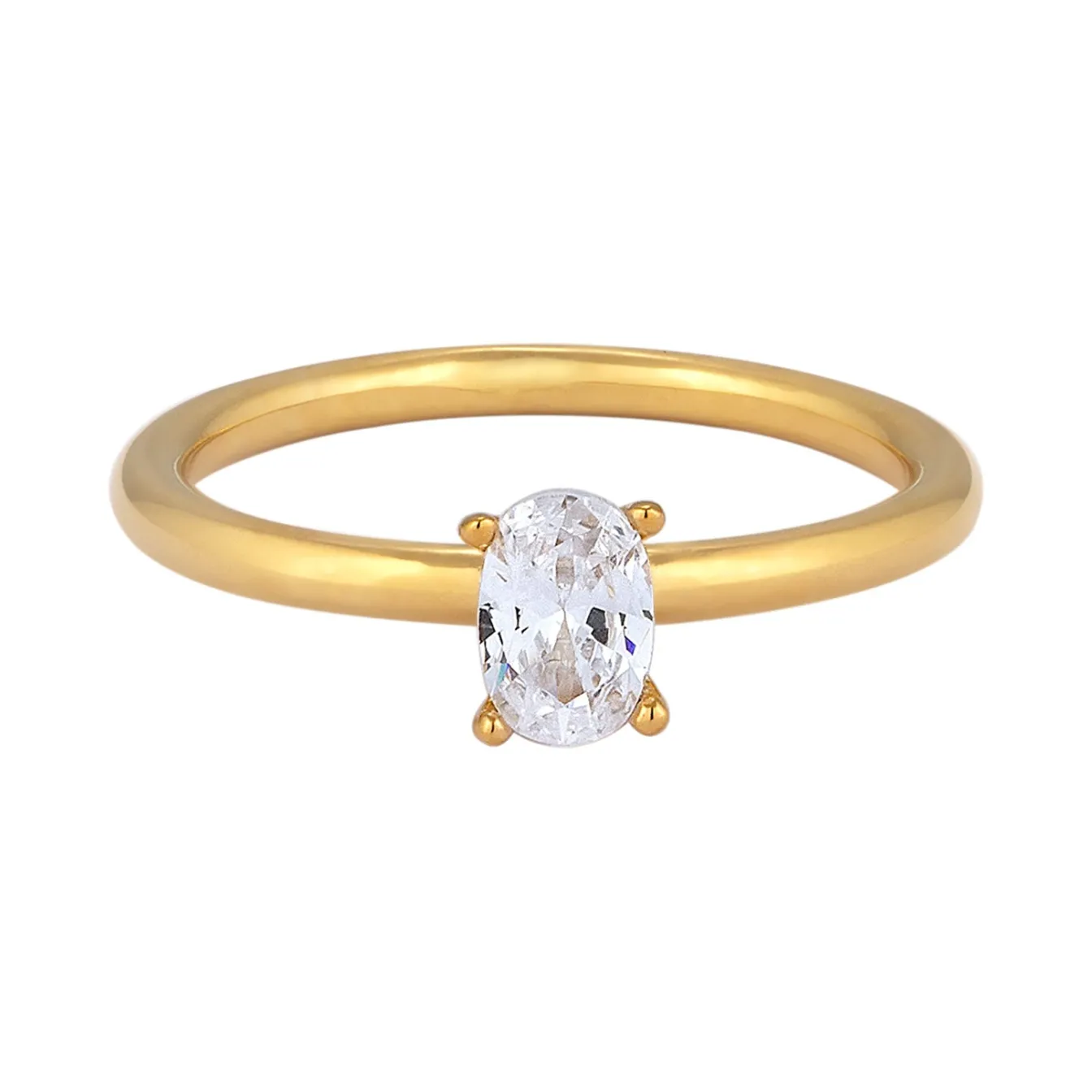 Elli "Solitär-Ring | Zirkonia (Weiß)< Vergoldet|Ringe