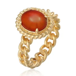 Elli "Solitär-Ring Chain Look | Onyx (Schwarz)< Ringe|Vergoldet