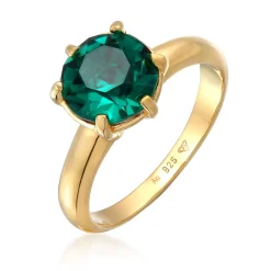Elli "Solitär-Ring Elegant | Kristall (Grün)< Ringe|Vergoldet