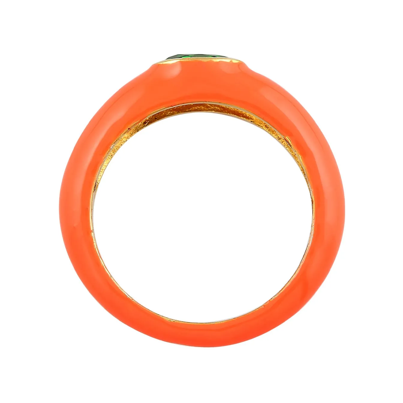 Elli "Solitär-Ring Oval | Emaille, Zirkonia (Grün)< Ringe