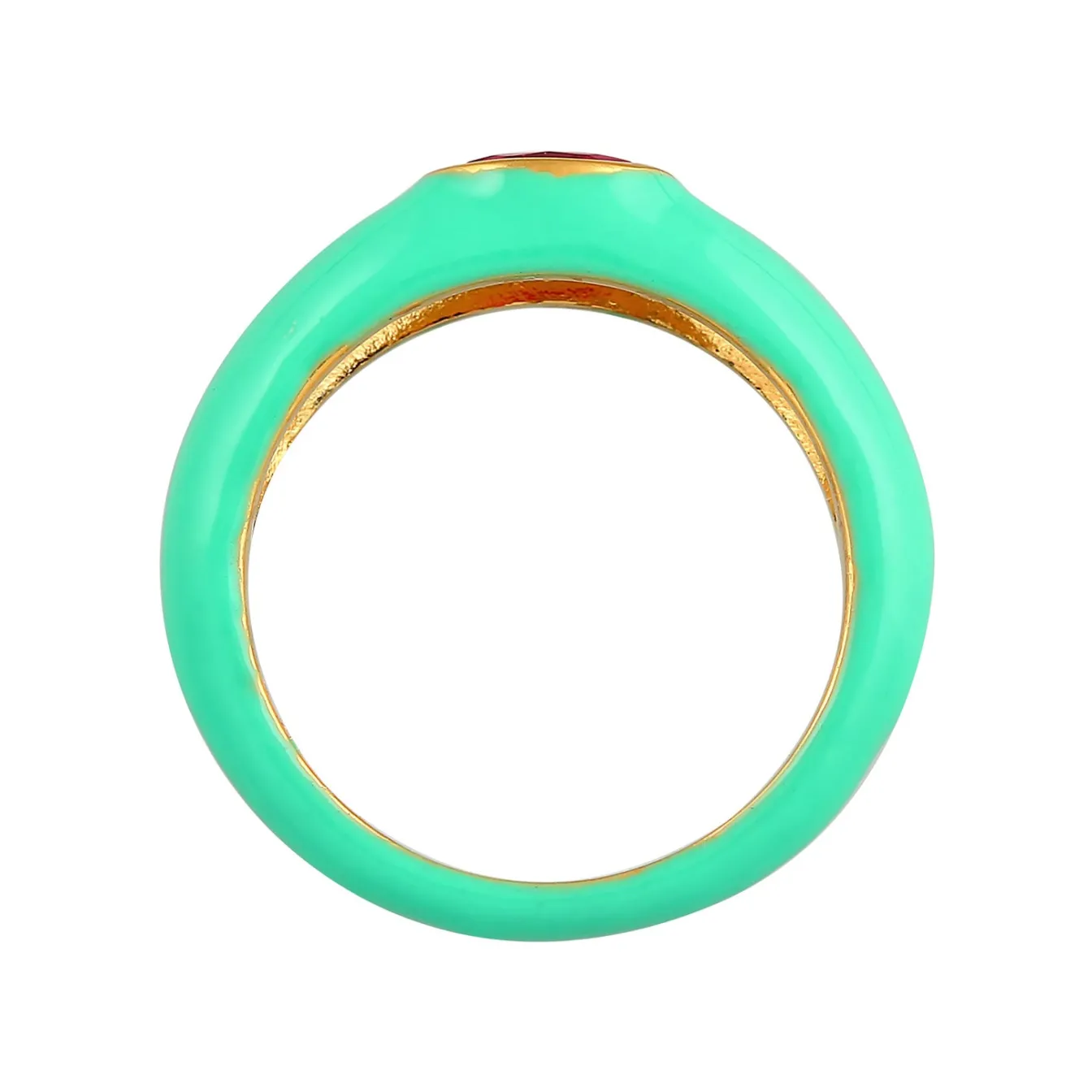 Elli "Solitär-Ring Oval | Emaille, Zirkonia (Grün)< Ringe