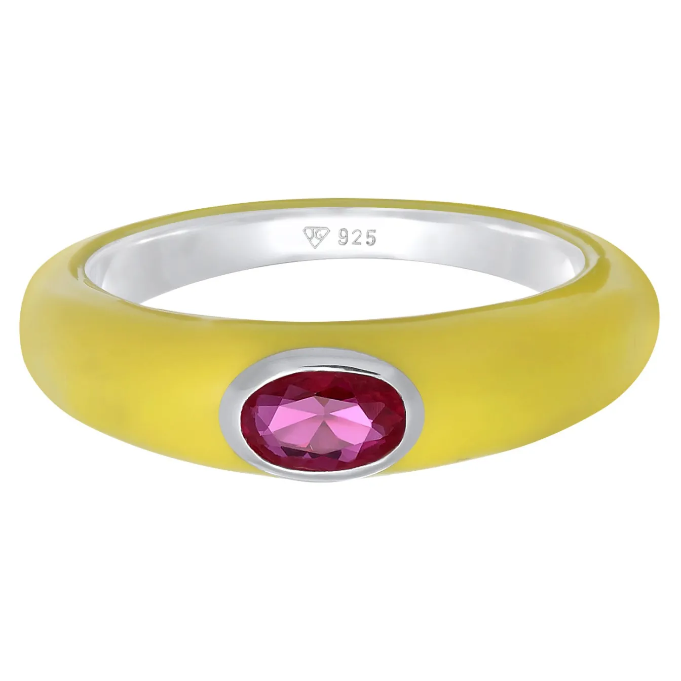 Elli "Solitär-Ring Oval | Emaille, Zirkonia (Grün)< Ringe