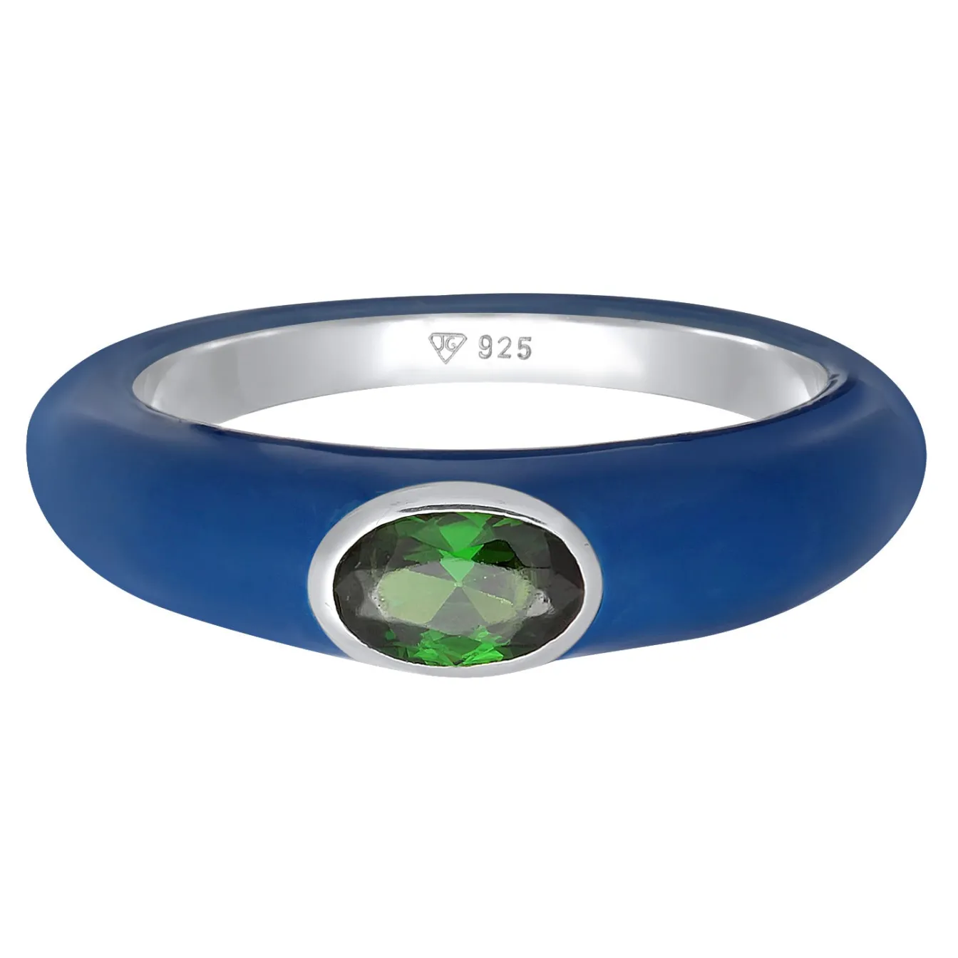 Elli "Solitär-Ring Oval | Emaille, Zirkonia (Grün)< Ringe