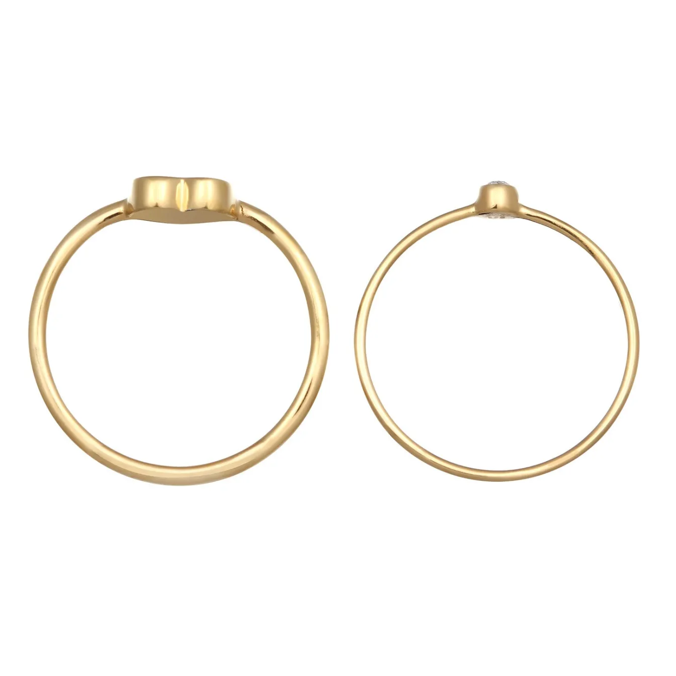 Elli "Solitär-Ring Set Herz< Vergoldet|Symbol-schmuck