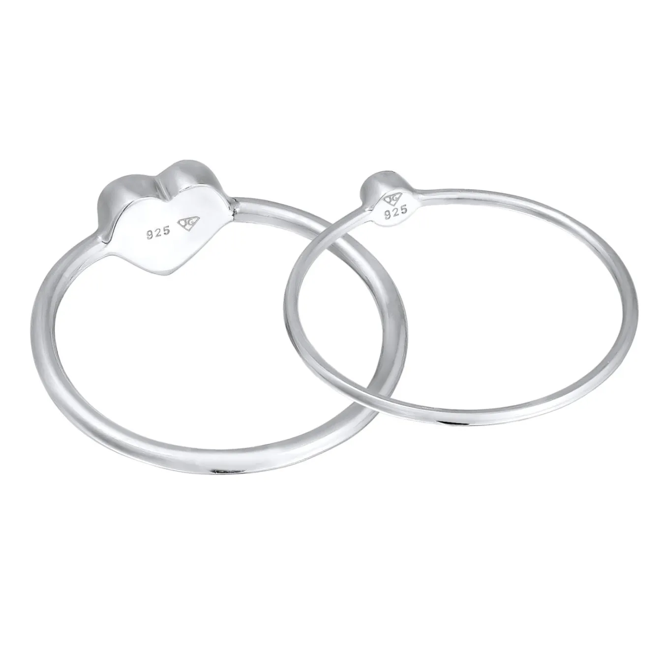 Elli "Solitär-Ring Set Herz< Vergoldet|Symbol-schmuck