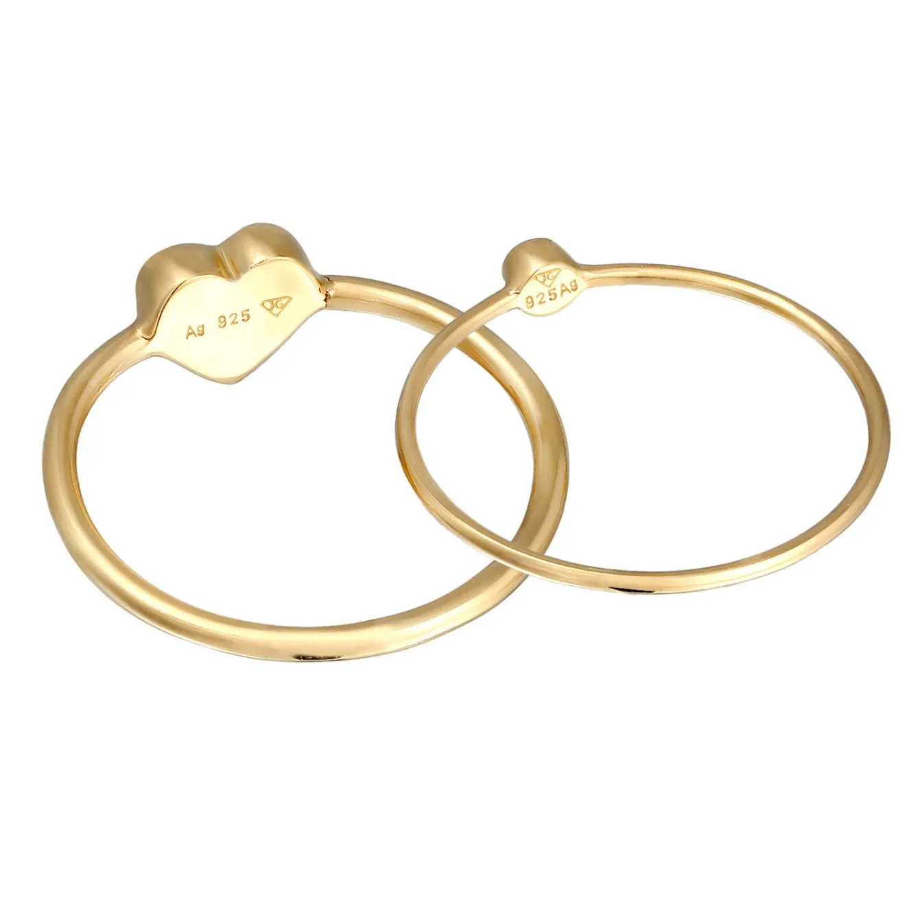 Elli "Solitär-Ring Set Herz< Vergoldet|Symbol-schmuck