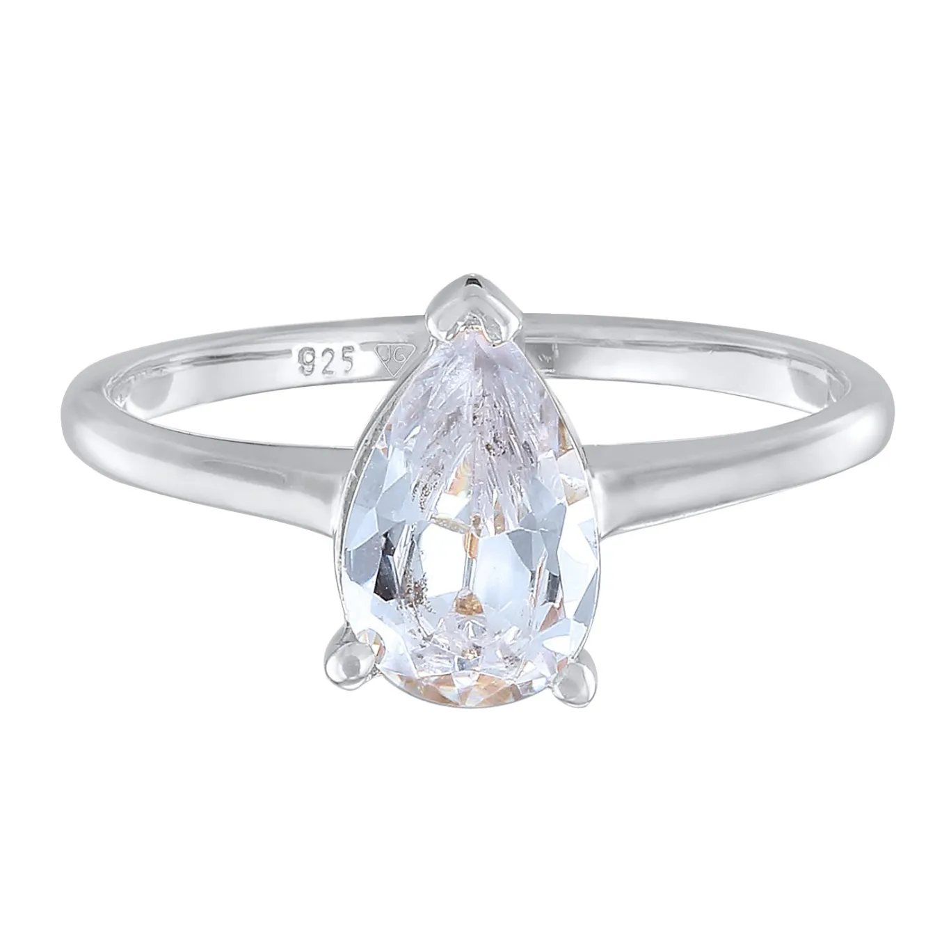 Elli "Solitär-Ring Tropfen | Zirkonia (Weiß)< Ringe|Silber