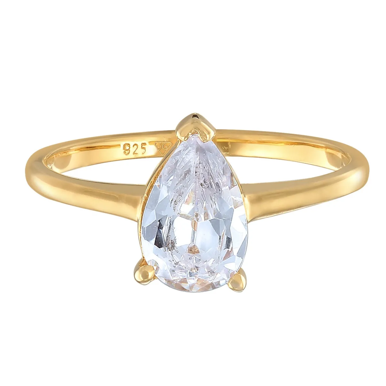 Elli "Solitär-Ring Tropfen | Zirkonia (Weiß)< Ringe|Silber