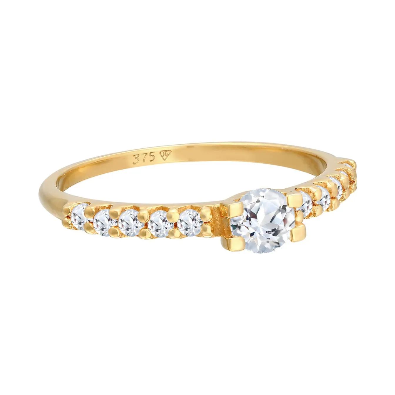 Elli "Solitär-Ring Verlobung | Topas (Weiß)< Ringe|Echtgold