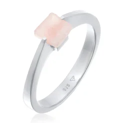 Elli "Solitär-Ring Viereck | Quarz (Rosa)< Ringe|Edelsteine