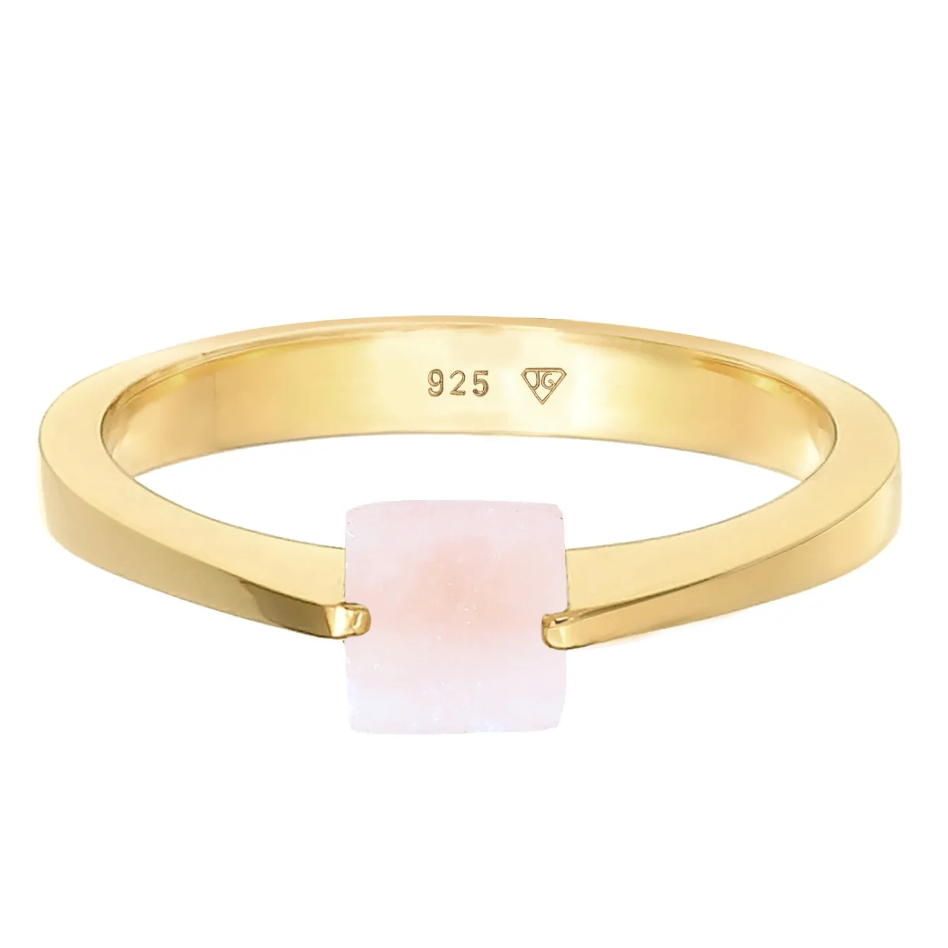Elli "Solitär-Ring Viereck | Quarz (Rosa)< Ringe|Edelsteine