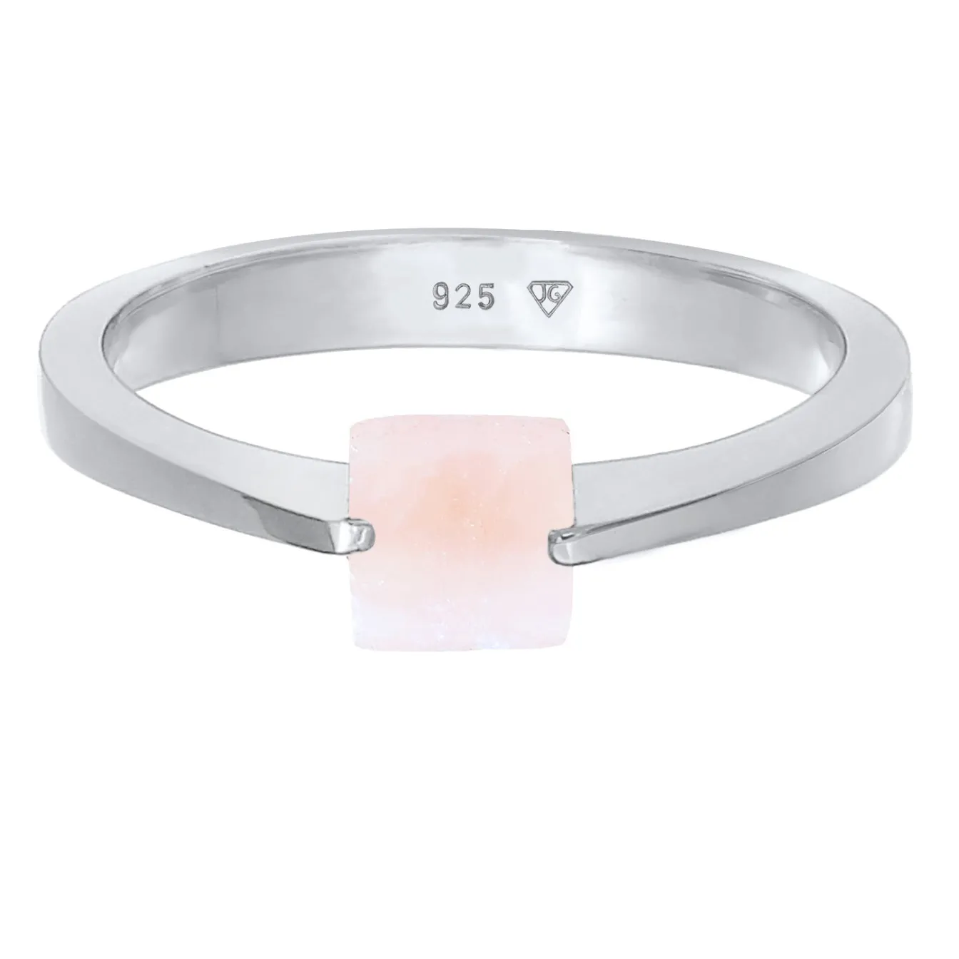 Elli "Solitär-Ring Viereck | Quarz (Rosa)< Ringe|Edelsteine